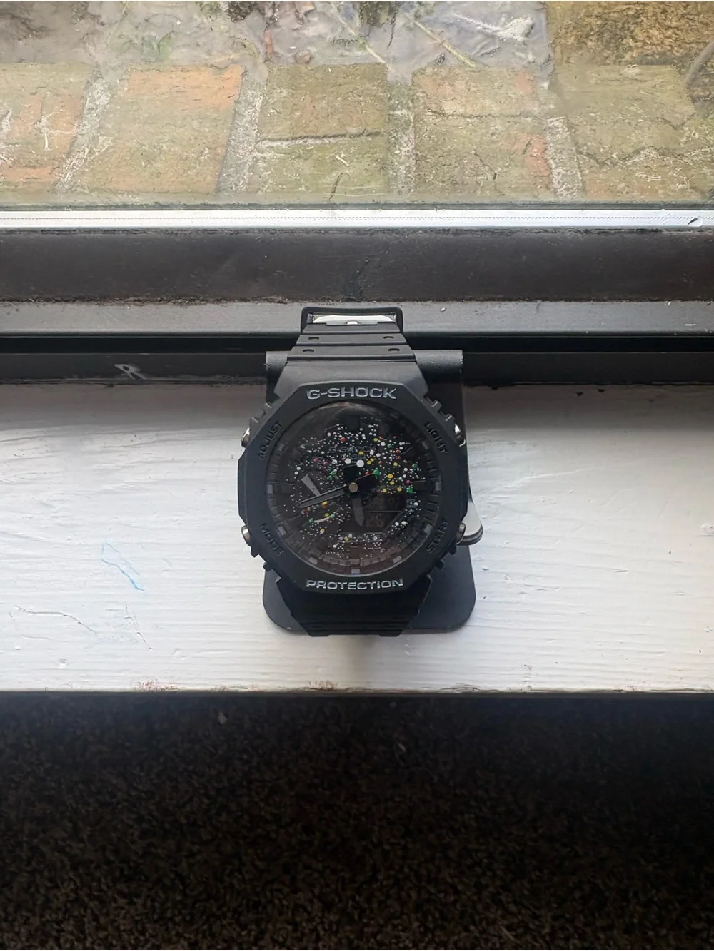 G-Shock Black Resin Watch with Multicolor Glitter Dial